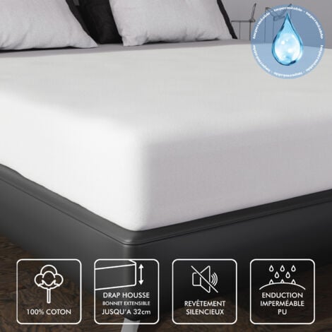 Protege matelas coton 140x190 cm MOLLETON imperméable, par Soleil d'ocre
