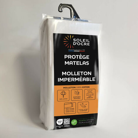 Protege matelas coton 160x200 cm MOLLETON imperméable, par Soleil d'ocre