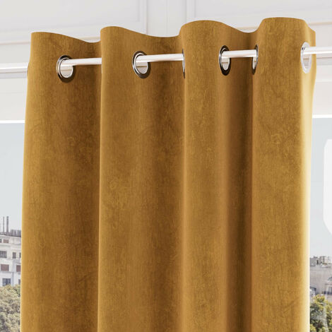 Rideau oeillets en velours VELVET ocre, par Soleil d'ocre (1/2)