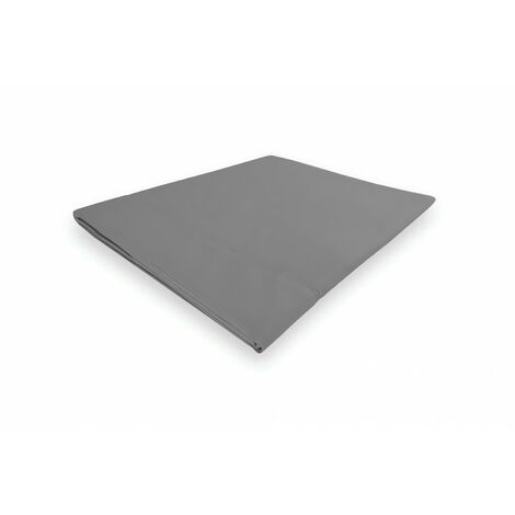 Drap plat en coton percale 180x290 cm CAMILLE gris, par songe de camille