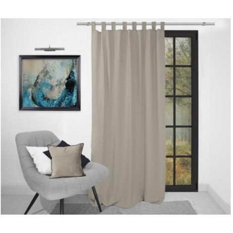 Rideau à pattes en microfibre lavée 135x250 cm BOHEME lin, par Soleil d'Ocre