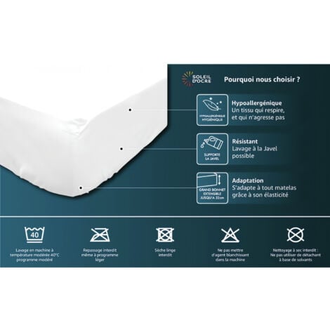 Protège matelas en coton 140x190 cm MOLLETON, par Soleil d'ocre