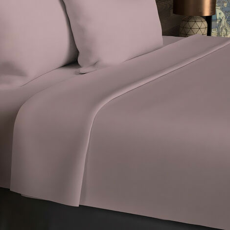 Drap plat en coton 57 fils 180x290 cm UNI vieux rose, par Soleil d'ocre