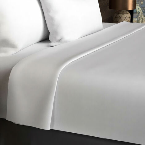 Drap plat en coton 57 fils 180x290 cm UNI blanc, par Soleil d'ocre
