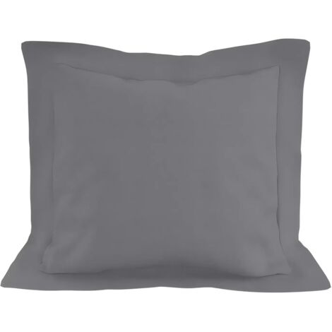 Taie d'oreiller en coton 57 fils 63x63 cm UNI gris, par Soleil d'ocre