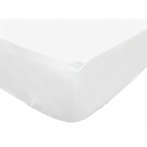 Soleil d'ocre Drap housse en coton 140x190 cm PERCALE blanc, par