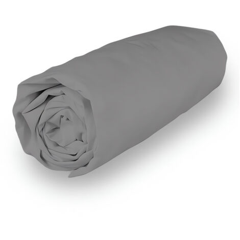 Drap housse en coton 90x190 cm PERCALE gris, par Soleil d'ocre