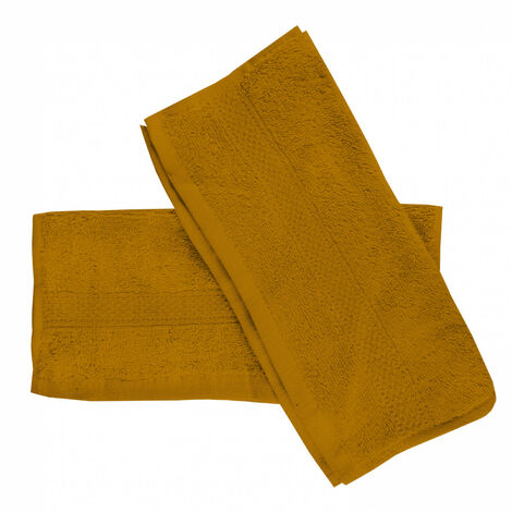 Lot de 2 serviettes invités en coton 500 gr/m2 LAGUNE moutarde, par Soleil d'ocre