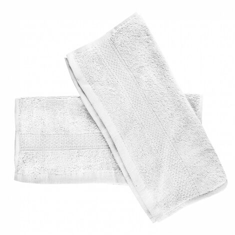 Lot de 2 serviettes invités en coton 500 gr/m2 30x40 cm LAGUNE blanc, par Soleil d'ocre