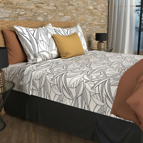 Drap Plat En Coton Blanc 240x290 Cm - Pour Lit Deux Personnes - Literie Douce Et Respirante - Atmosphera