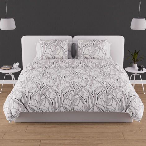 Parure housse de couette en coton 57 fils 260x240 cm TOGO blanc, par Soleil d'ocre