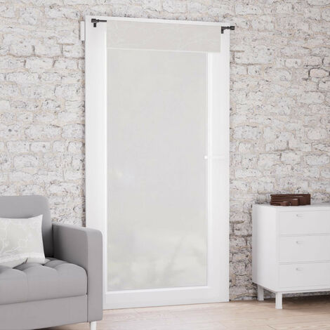 Soleil D Ocre – Voilage porte-fenêtre en coton 90x200 cm – Broderies et dentelle – Finition passe tringle – Lavable en machine à froid