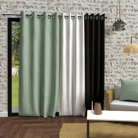 Rideau à oeillets en microfibre lavée 135x250 cm BOHEME vert eau, par Soleil d'Ocre