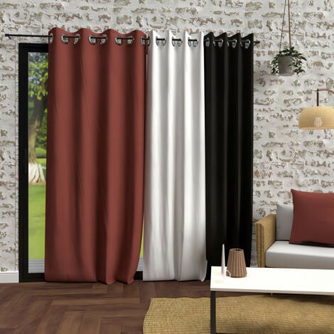 Rideau à oeillets en microfibre lavée 135x250 cm BOHEME brique, par Soleil d'Ocre
