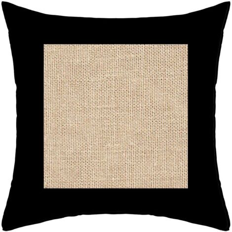 Coussin en coton lavé 40x40 cm JUTE noir, par Soleil d'Ocre (1/2)