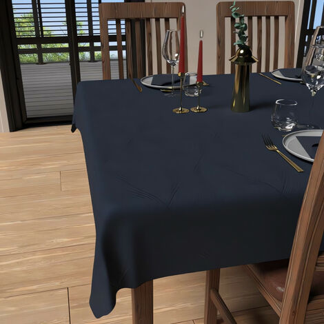 Nappe rectangle anti-tâches 150x300 cm LUXURY bleu nuit, par Soleil d'Ocre
