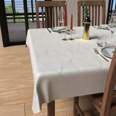 Nappe rectangle anti-tâches 150x300 cm LUXURY blanc, par Soleil d'Ocre