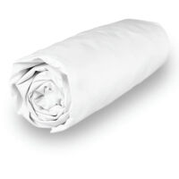 Drap housse en polycoton 90x200 cm PERCALE blanc, par Soleil d'ocre