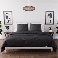 Parure de lit housse de couette microfibre 240x220 cm – Douceur extrême – Finition bouton – Certifié OEKO-TEX® – Noir – Selartex