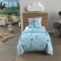 Parure housse de couette 120x150 cm SIRENES bleu, 100% coton 57 fils/cm2, par Soleil d'Ocre