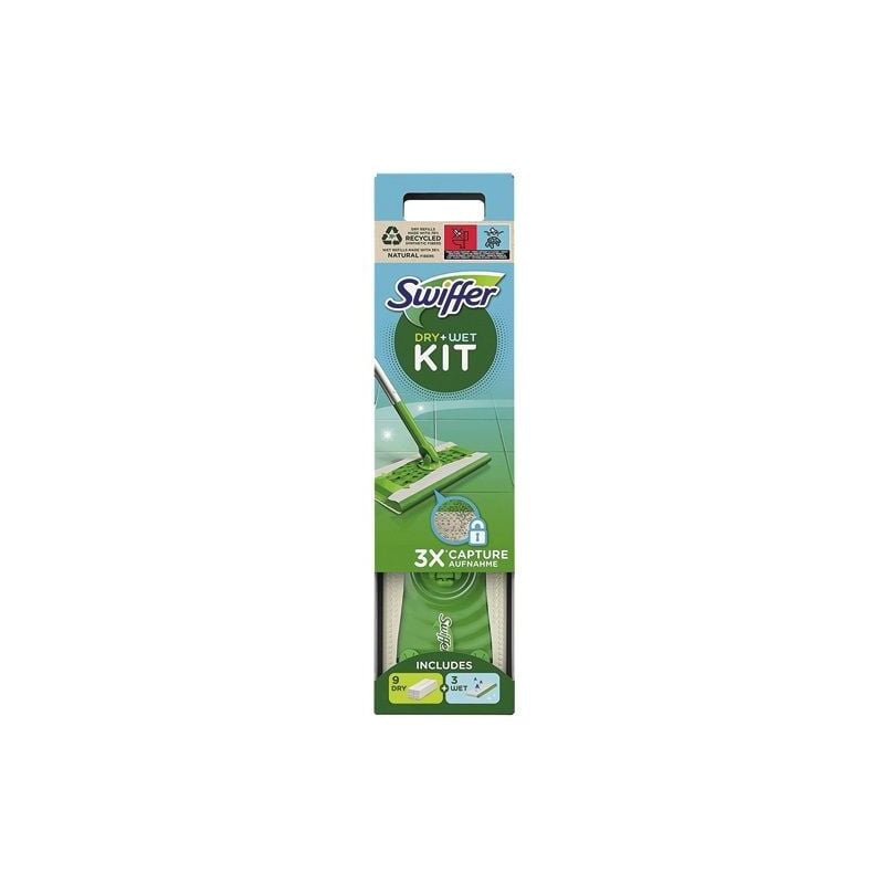 Kit completo Swiffer mop, 9 panni asciutti + 3 panni bagnati SWIFFER