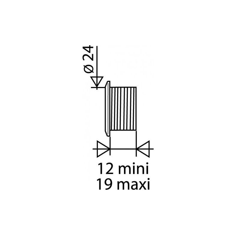 Coperchio del troppopieno cromato diametro 24mm, lunghezza 26mm Valentin