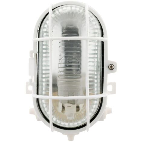 Lampada da esterno ovale IP44 a plafone con ottica, bianco