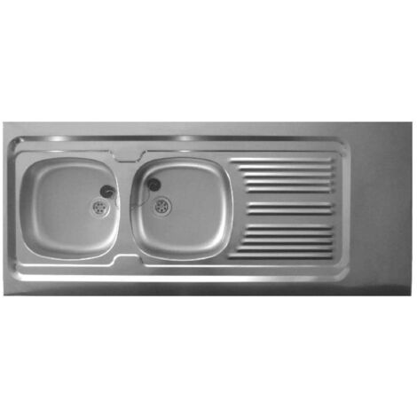 LAVELLI lavello in acciaio inox 18/10 1400 x 600 mm, 2 vasche e 1 scolapiatti, a libera installazione
