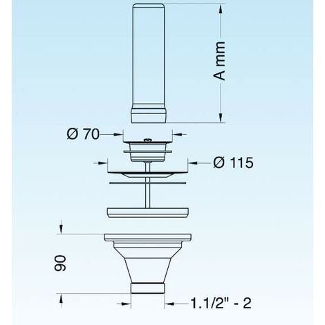 Scarico con tubo di troppopieno in acciaio inossidabile di 270 mm per  lavello di 90 mm di diametro - ESPINOSA