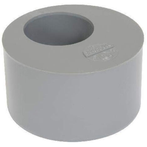 Spina di riduzione in PVC incorporata, maschio 100 mm, femmina 50 mm.