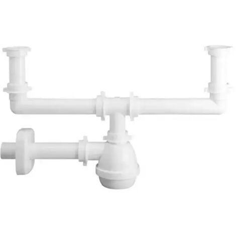 Sifone scarico 2 vie senza piletta per lavello in acciaio inox e ceramica 11/2"ø40 LIRA