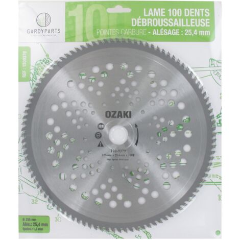 Lame De Débroussailleuse 100 Dents Carbure ø: 255 X 25.4 X 1,3mm, Avec Couteaux Affutés Sur 3 Côtés Et Alternés Droite/gauche. P (1/2)