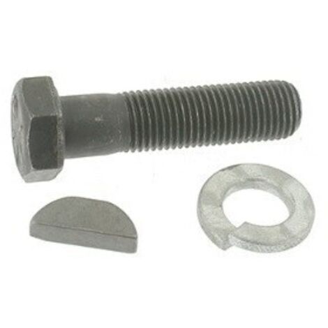 Kit de vis de lame 9,5 x 38 mm – Rondelles frein et clavettes 1/2 lune incluses – Pour montage de lames de tondeuse