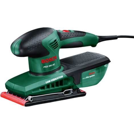 Bosch Lijadora orbital PSS 200 AC (tamaño del plato: 92 x 182 mm, con papel de lija y microfiltro)