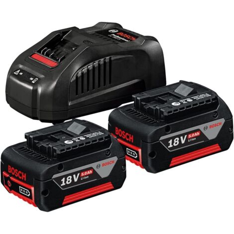 Bosch Professional 18V System GBA 18V + GAL 1880 CV - Set baterías de Litio + Cargador (2 baterías x 5.0 Ah, Cargador GAL)