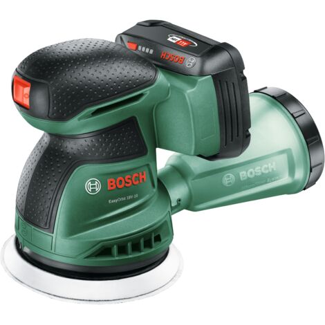 Bosch lijadora excéntrica a batería EasyOrbit 18V-10 (lijado en madera, superficies barnizadas y pintadas de pequeñas a medianas diámetro: 125 mm batería y cargador de 2,0 Ah)