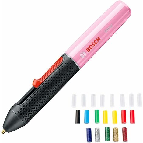 Bosch barra de adhesivo termofusible a batería Gluey Cupcake Pink (color: rosa, con 20 barras de adhesivo: 8 transparentes, 7 de color, 5 de purpurina)