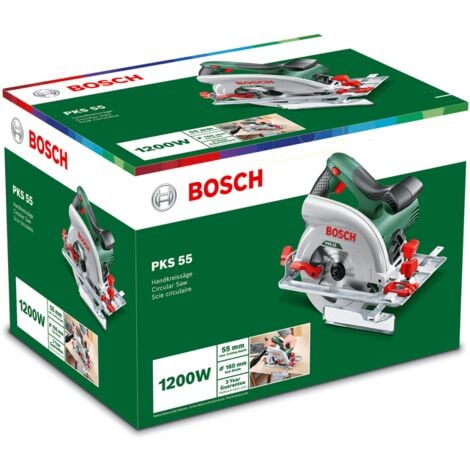 Bosch sierra circular PKS 55 (1200 W, profundidad de corte a 90°: 0-50 mm, con carril guía)