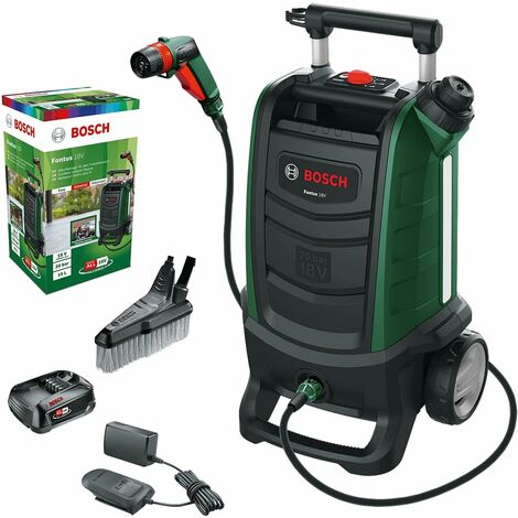 Bosch hidrolimpiadora de exteriores a batería Fontus 18V (1 batería, sistema de 18 V, 4 accesorios)