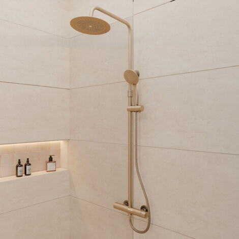 colonne de douche mécanique finition or doré brossé - 133x26x52 cm - molly gold