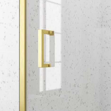 Porte de douche Coulissante 120x200cm - Profilés Or Doré Brossé - Verre Trempé 6mm - GOLDY CRUSH
