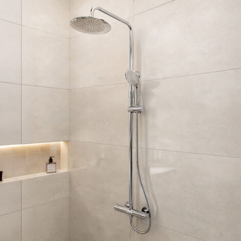 colonne de douche thermostatique finition chrome 133x26x52 cm - molly chrome (1/5)