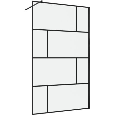 Paroi de douche a l'italienne serigraphie type Brique - dim, 120x195cm - Profile noir mat - 5mm