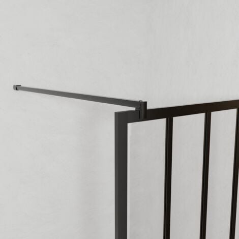 Paroi de douche 120x200 cm type Verriere - Verre trempe et Structure aluminium noir mat