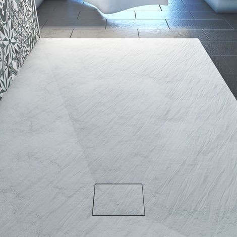 receveur a poser en materiaux composite smc - finition ardoise blanc mat - 90x140 cm