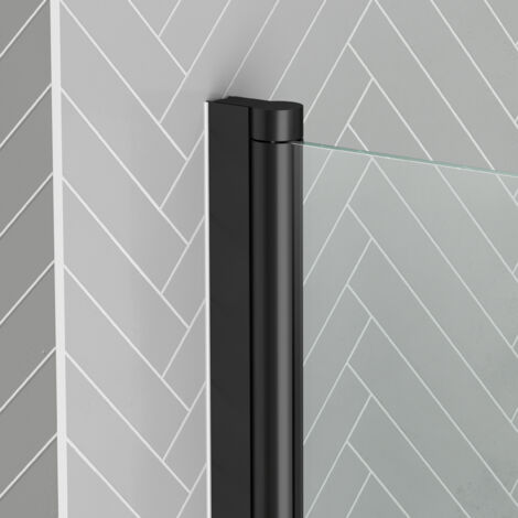 Pare baignoire Rabattable avec porte-serviette 70x120 cm - Profilé Noir Mat - Verre 4 mm