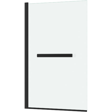 Pare baignoire Rabattable avec porte-serviette 70x120 cm - Profilé Noir Mat - Verre 4 mm