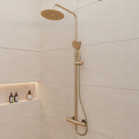 colonne de douche mécanique finition or doré brossé - 133x26x52 cm - molly gold