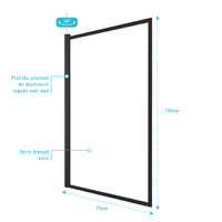 Pare baignoire pivotant - profiles noir mat - dim: 130x75cm - verre transparent 4mm - CONTOURING