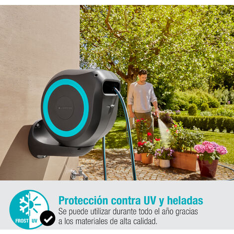 GARDENA Portamangueras de pared automático RollUp M 20 m línea turquesa (18610-20)